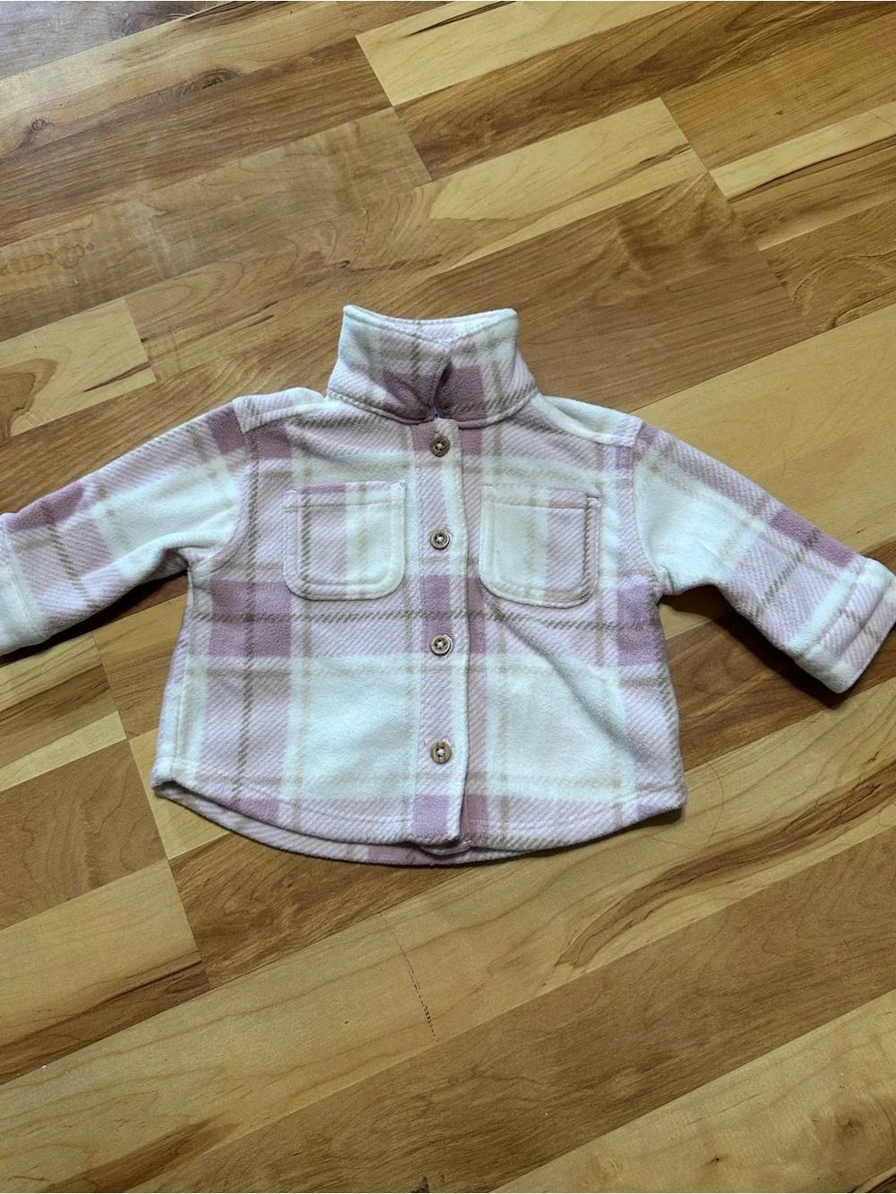 Carter's Pink & Cream Plaid Fleece Button-Up Shirt Jacket